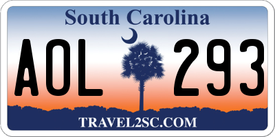 SC license plate AOL293