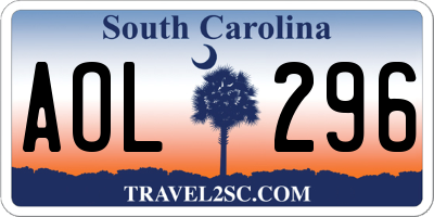 SC license plate AOL296
