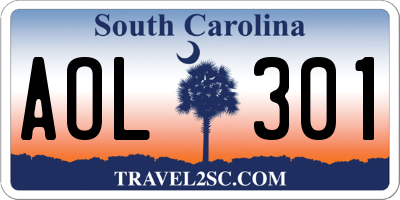 SC license plate AOL301