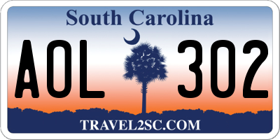 SC license plate AOL302