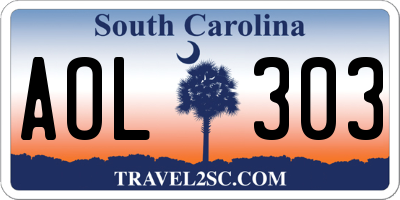 SC license plate AOL303