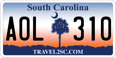 SC license plate AOL310