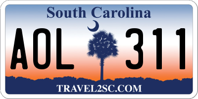 SC license plate AOL311