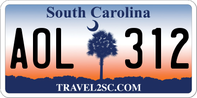 SC license plate AOL312