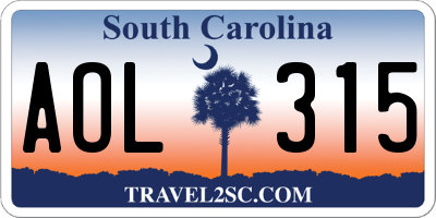 SC license plate AOL315
