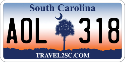 SC license plate AOL318