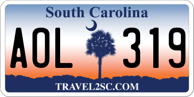 SC license plate AOL319