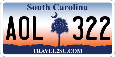 SC license plate AOL322