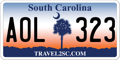 SC license plate AOL323