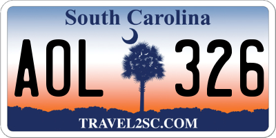SC license plate AOL326
