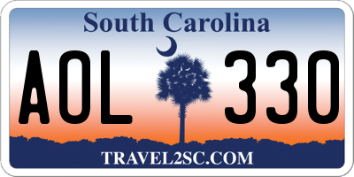 SC license plate AOL330