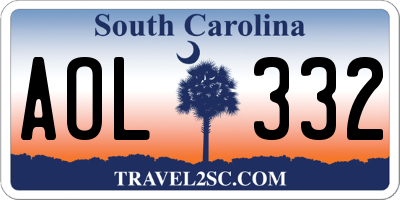 SC license plate AOL332