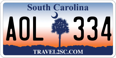 SC license plate AOL334