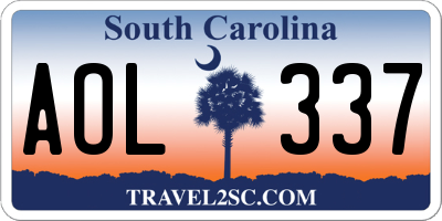SC license plate AOL337