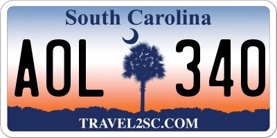 SC license plate AOL340