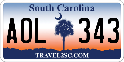 SC license plate AOL343