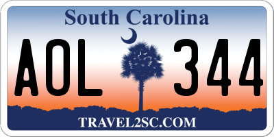 SC license plate AOL344
