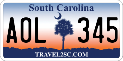 SC license plate AOL345