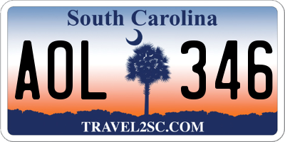 SC license plate AOL346