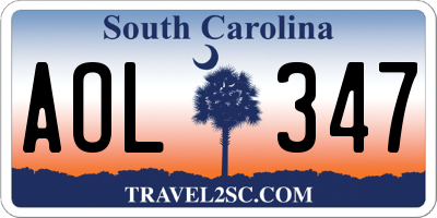 SC license plate AOL347