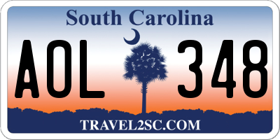 SC license plate AOL348