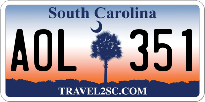 SC license plate AOL351