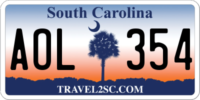 SC license plate AOL354