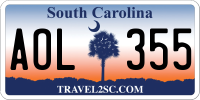 SC license plate AOL355