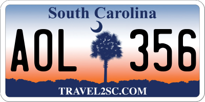 SC license plate AOL356