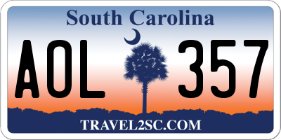 SC license plate AOL357