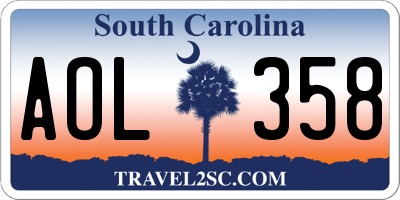 SC license plate AOL358
