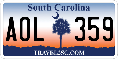 SC license plate AOL359