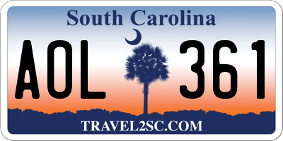 SC license plate AOL361