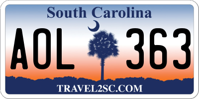 SC license plate AOL363