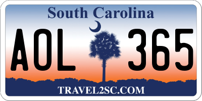 SC license plate AOL365