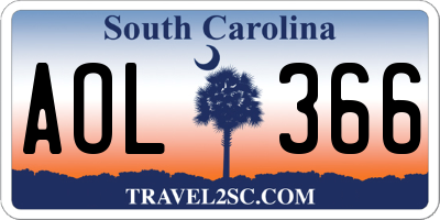 SC license plate AOL366