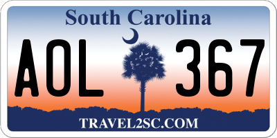 SC license plate AOL367
