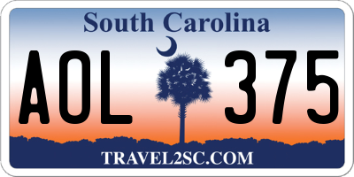 SC license plate AOL375