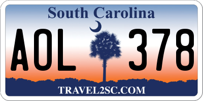 SC license plate AOL378