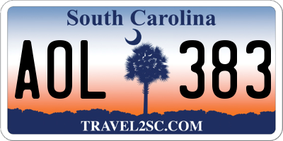 SC license plate AOL383