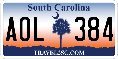 SC license plate AOL384