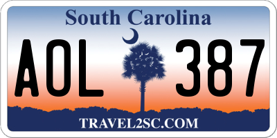 SC license plate AOL387