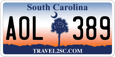 SC license plate AOL389