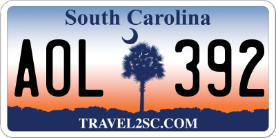 SC license plate AOL392