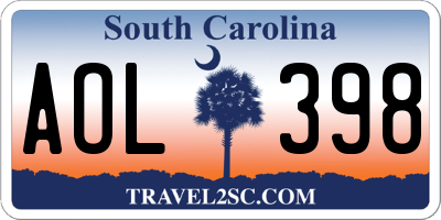 SC license plate AOL398