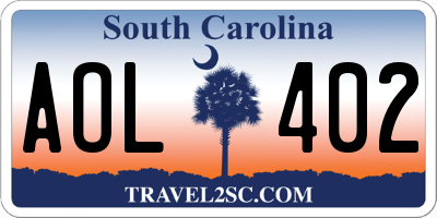 SC license plate AOL402