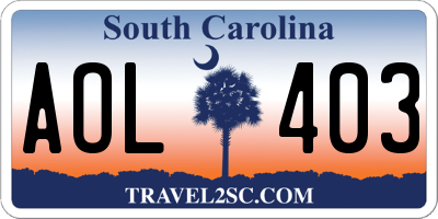 SC license plate AOL403