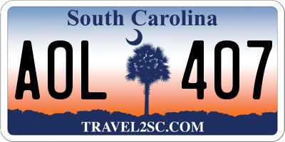 SC license plate AOL407