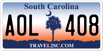 SC license plate AOL408