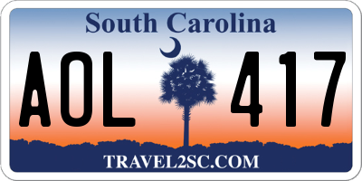 SC license plate AOL417